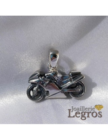 Pendentif moto de course en argent 925 des créatures d'habitude