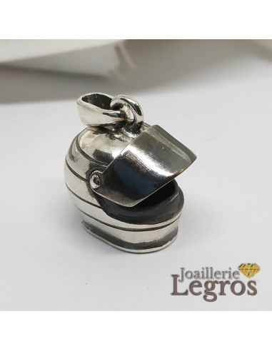 Pendentif casque de moto en argent 925 de la marque