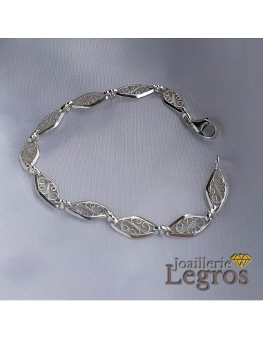 Bracelet filigrane maille losange maille ancienne en argent 925 Véritable concentré