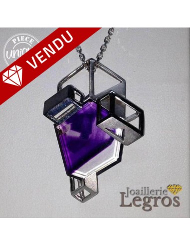 Pendentif géométrie en 3D avec améthyste en or blanc JUSQU'A -70%! 