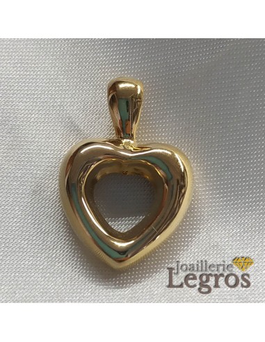 Pendentif contour de coeur demi volume en or jaune 18 carats les muscles