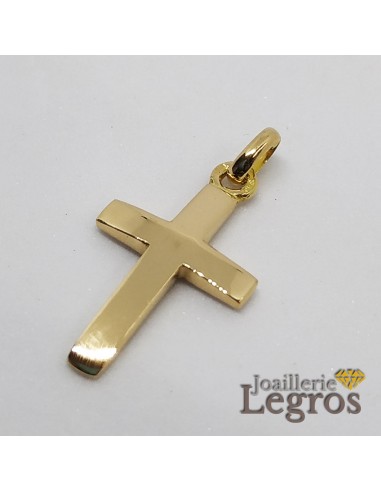 Pendentif croix demi bombée or jaune 18 carats Paris Déstockage Promo