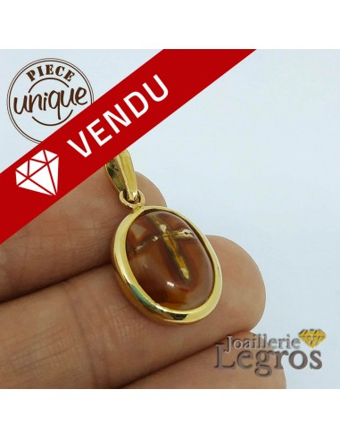 Pendentif cabochon agate cornaline croix et or jaune 18 carats Comparez et commandez 