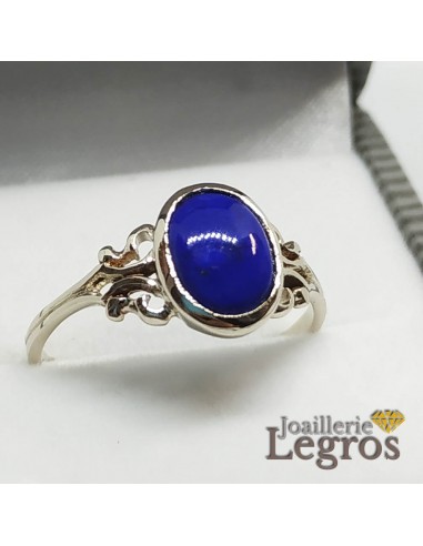 Bague or blanc 18 carats et sa pierre Lapis Lazuli de la marque