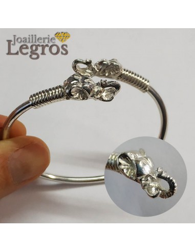 Bracelet esclave ouvert éléphant en argent 925 Le MVP de beaucoup