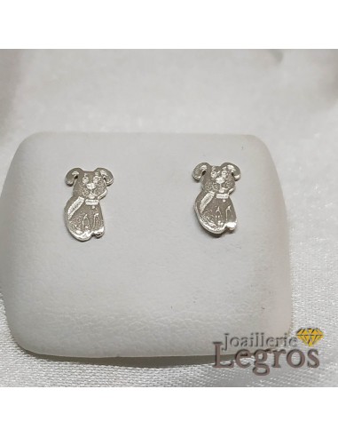 Boucles d'oreilles enfant Chien disponibles en argent 925, or jaune ou or rose 18 carats Faites des économies