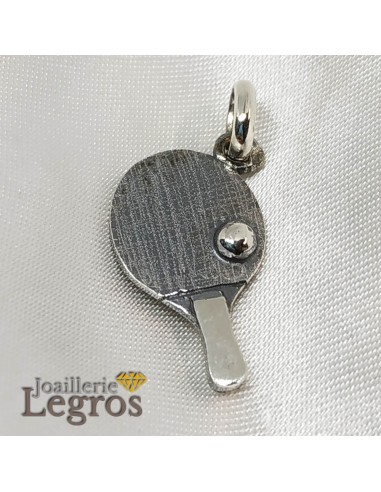 Pendentif tennis de table raquette de ping pong en argent 925 solde