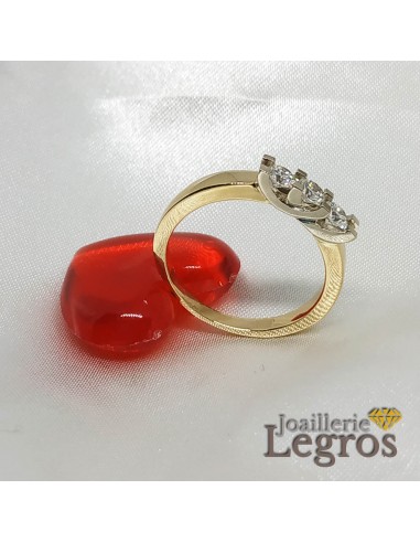 Bague Or jaune Or blanc et 3 diamants Trilogie bicolore 50-70% off 