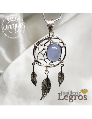 Pendentif Attrape rêves Dreamcatcher et calcédoine en argent 925 Les êtres humains sont 