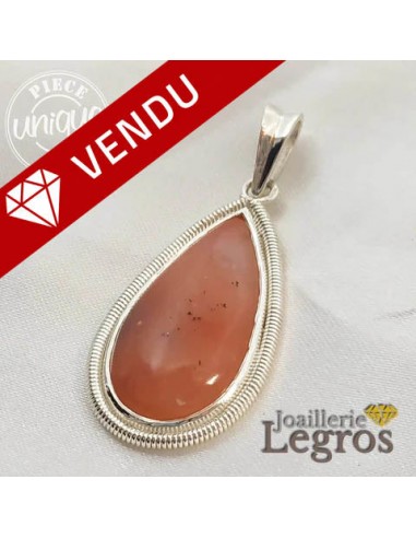 Pendentif Opale rose du Pérou en argent 925 soldes