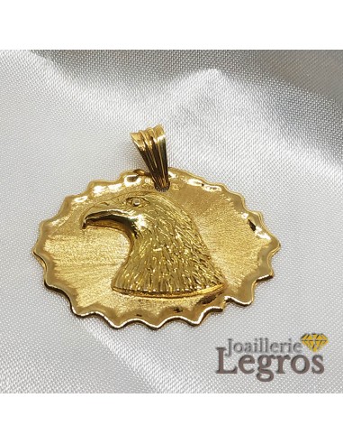 Pendentif Aigle tête d'aigle en or jaune 18 carats basket pas cher