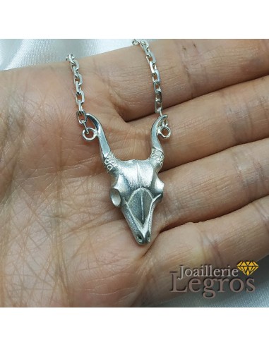 Collier tête de buffle en argent 925 basket pas cher