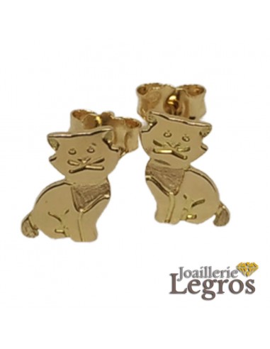 Boucles d'oreilles enfant Chat Or jaune 18 carats solde