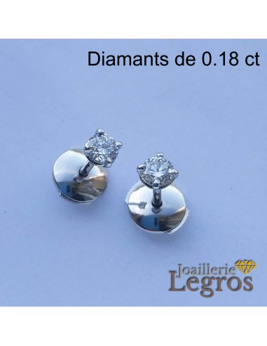 Boucles d'oreilles puce en or blanc 18 carats avec diamants Profitez des Offres !