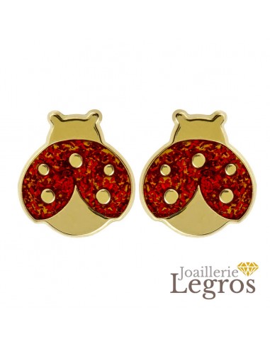 Boucles d'oreilles enfant coccinelle Or jaune 18 carats Faites des économies