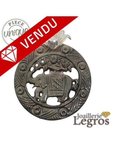 Pendentif éléphant en nacre et argent 925 pas cheres