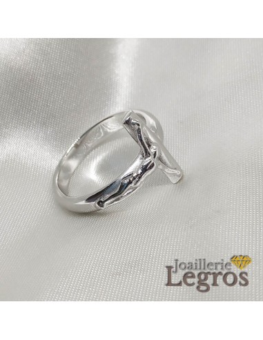 Bague Croix du Christ en or blanc 18 carats les muscles