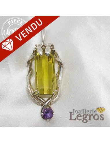 Pendentif Serpents argent 925 Quartz Lemon et Améthyste à prix réduit toute l'année