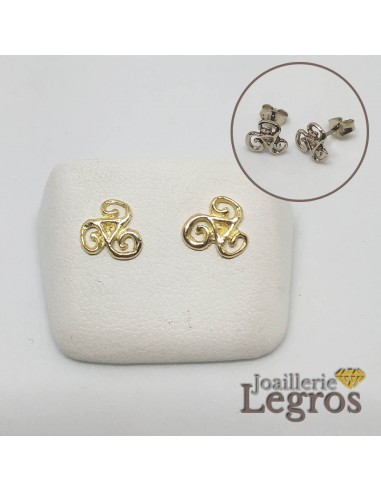 Boucles d'oreilles Triskel or jaune OU or blanc 18 carats en ligne des produits 