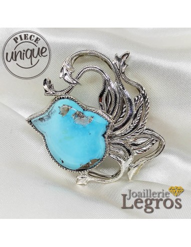 Pendentif turquoise des USA "Bébé Paon" en argent 925 ou a consommer sur place