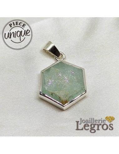 Pendentif aigue marine hexagonal en argent 925 destockage