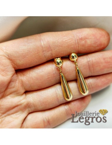 Boucles d'oreilles pendantes gouttes en or jaune ou gris 18 carats plus qu'un jeu 