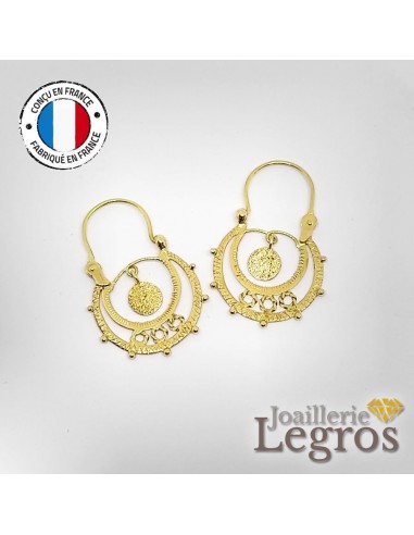 Boucles d'oreilles créoles savoyardes pour enfant en or jaune 18 carats pas cheres