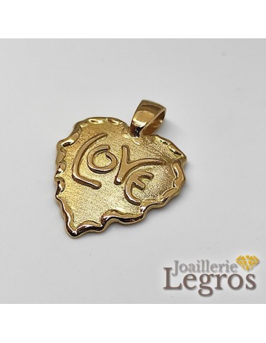 Pendentif Cœur or jaune "Love" satiné et bords fondus shop