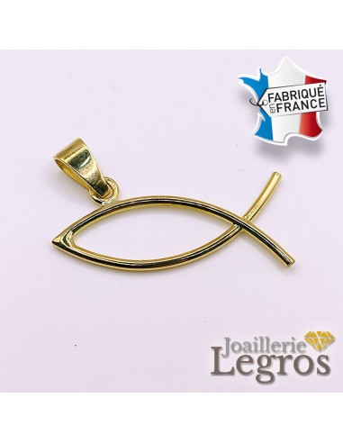 Poisson chrétien pendentif en or jaune 18 carats ichthys ou ichthus 2024