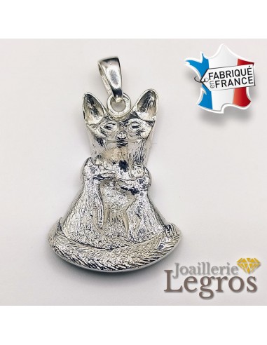 Pendentif Renard et renardeaux en argent 925 livraison et retour toujours gratuits