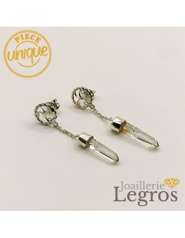 Boucles d'oreilles pendantes cristal de roche argent 925 Voir les baskets