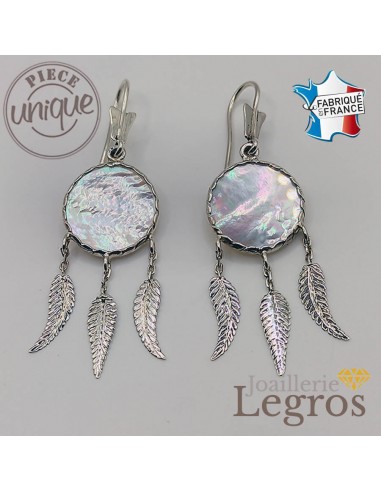 Boucles d'oreilles attrape rêves Nacre blanche et argent 925 Venez découvrir notre 