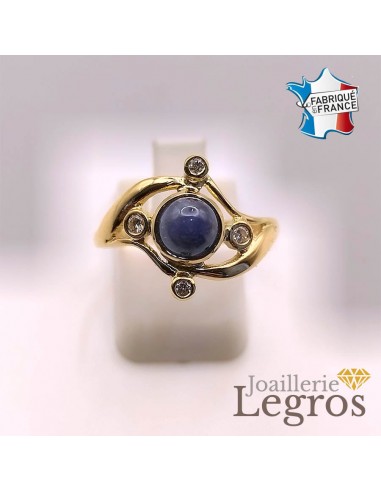 Bague Saphir cabochon et diamants Or Jaune 18 carats hantent personnes