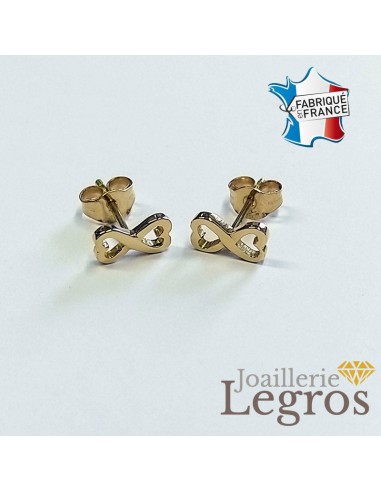 Boucles d'oreilles infinis coeurs en or jaune 18 carats Fin de série