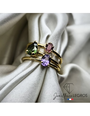 Bague Trio d'éclat bagues or jaune modulables avec saphirs de couleurs acheter