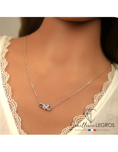 Collier coeur infini en argent 925 avec oxydes blancs ou a consommer sur place