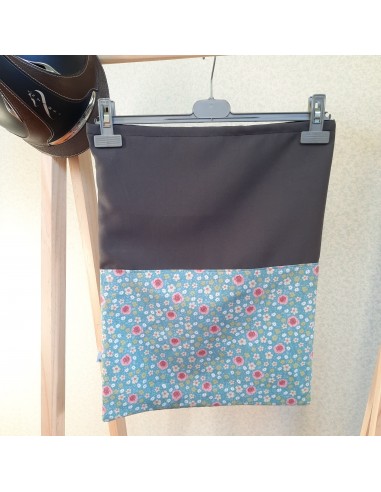 Two-tone grey with blue flowers helmet bag Economisez 