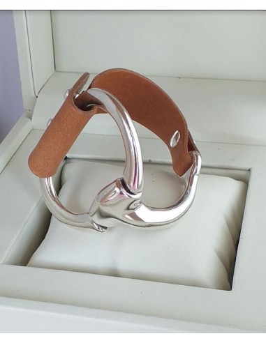 “Horse bit” leather and steel bracelet Le MVP de beaucoup