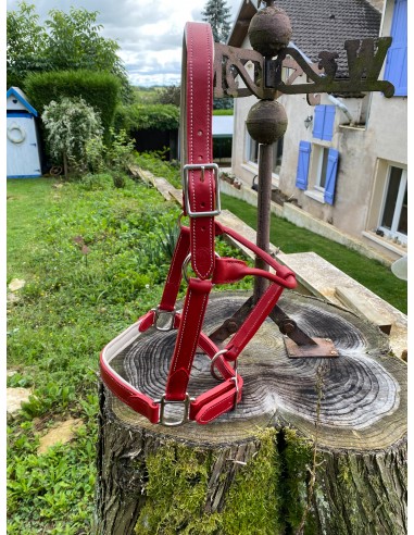 Red/ecru leather halter du meilleur 