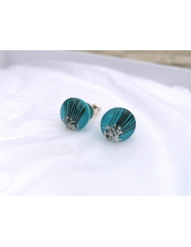 Blue and silver fan earrings hantent personnes