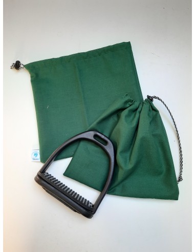 Pine green stirrup bags/covers en linge