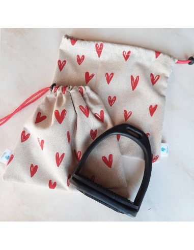 Red and gold hearts stirrup bags/covers vente chaude votre 