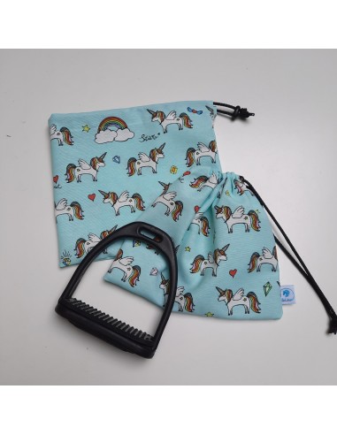 Turquoise unicorns stirrup bags/covers commande en ligne