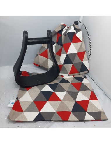 Red and grey triangles stirrup bags/covers prix pour 