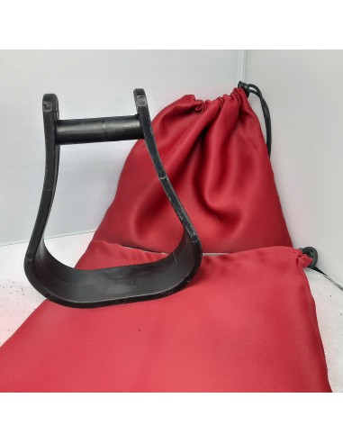 Plain burgundy stirrup bags/covers shop