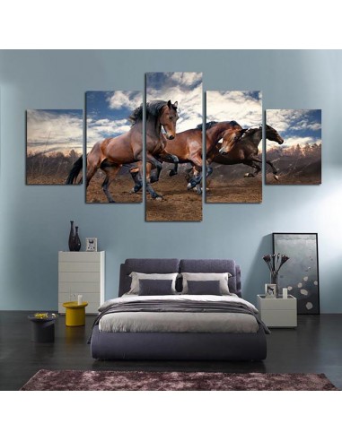 Tableau Cheval Chevaux Bruns Nature l'achat 