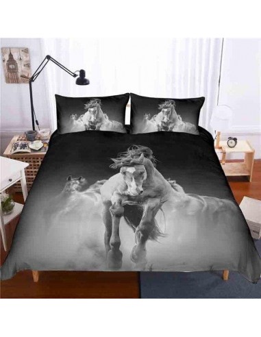 Housse de Couette Cheval Galop gris & noir Vous souhaitez 