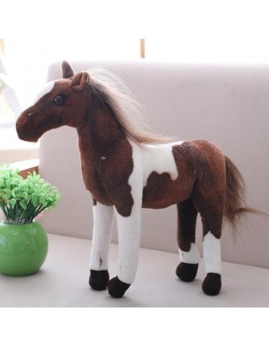 Peluche Cheval Marron foncé & Blanc À commander