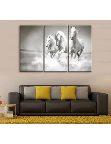 Tableau Cheval Galop Chevaux Blanc rembourrage situé sous