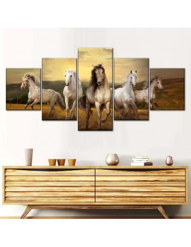 Tableau Cheval Troupeau en linge